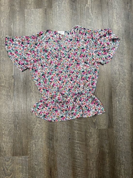 Sienna Sky Tops - Sienna Sky Pink Floral Ruffled Waist Peplum Top